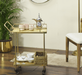 Gharaana Trolleys Panache 2-Tier Wooden Shelving Serving Trolley